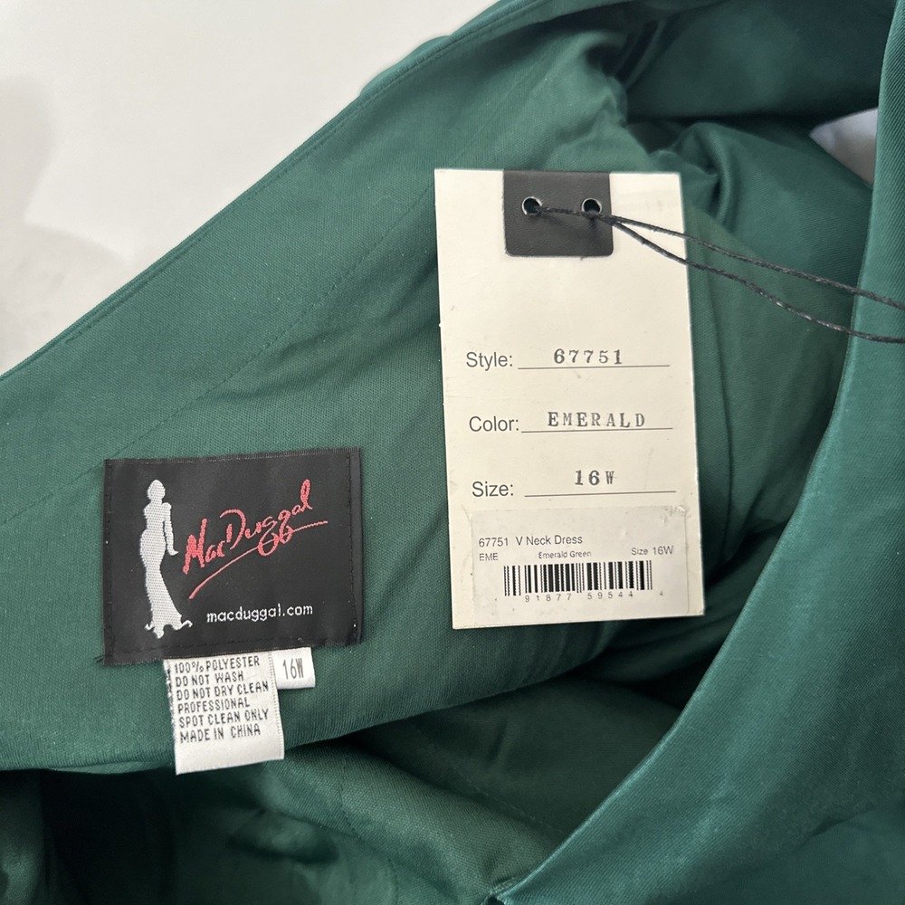 NWT MAC DUGGAL [ 16W ] 67751 Ruffle Sleeve Vneck Peplum Trumpet Gown Green J1694 - Picture 7 of 13
